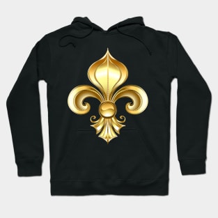 Gold Fleur De Lis on Blue Background Hoodie